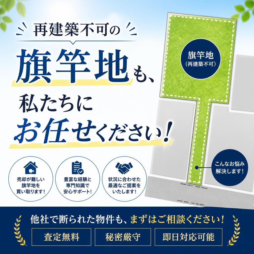 再建築不可の旗竿地も、私たちにお任せください！