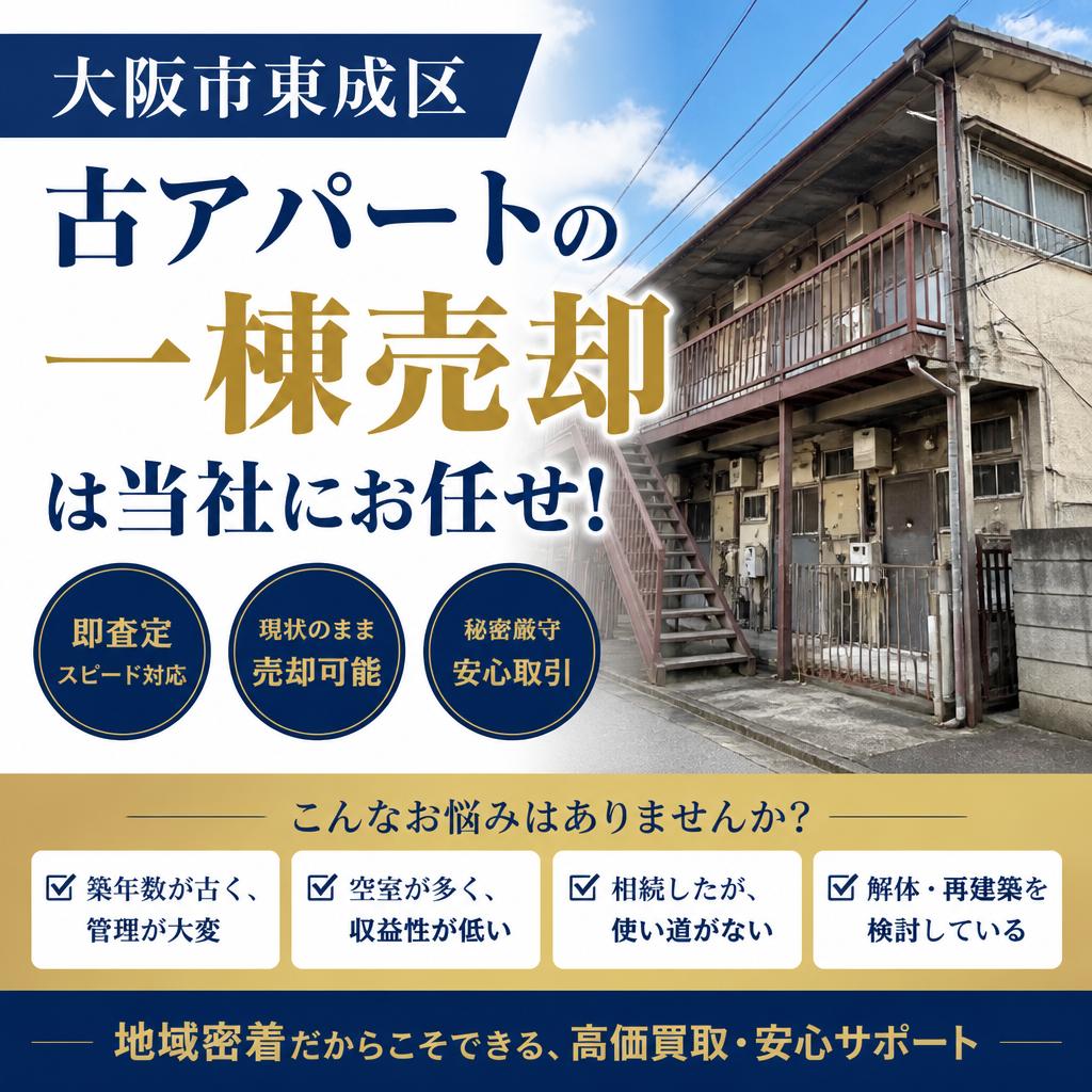 大阪市東成区、古アパートの一棟売却は当社にお任せ！