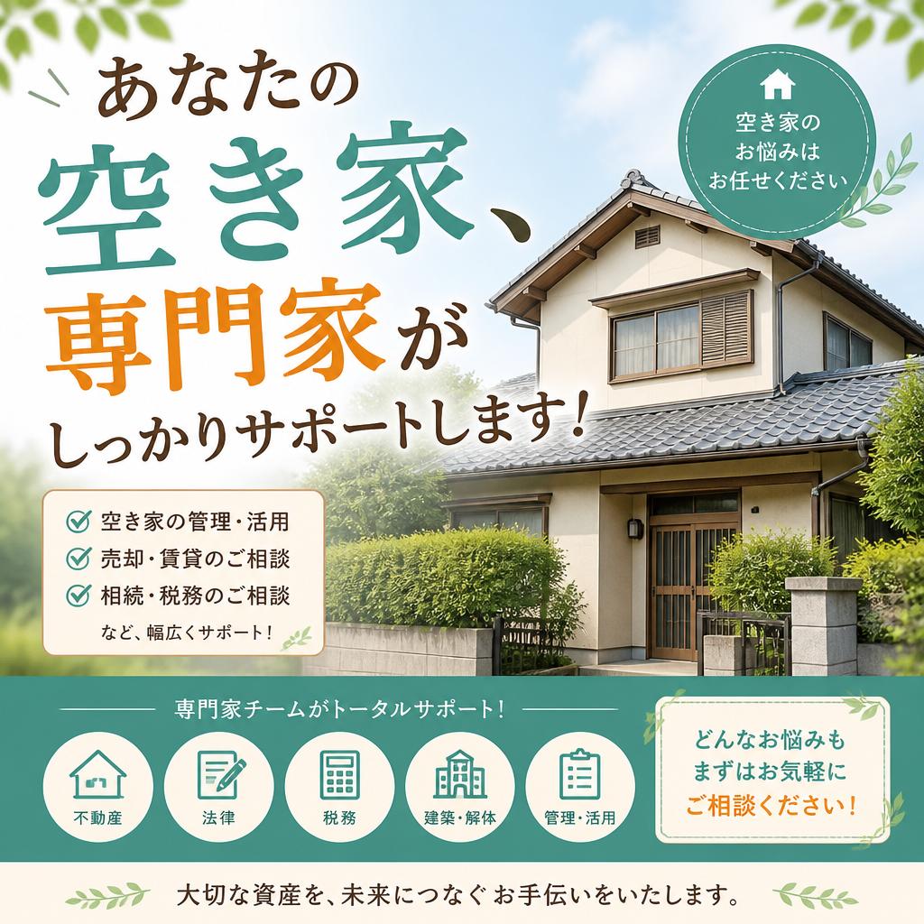 あなたの空き家、専門家がしっかりサポートします！