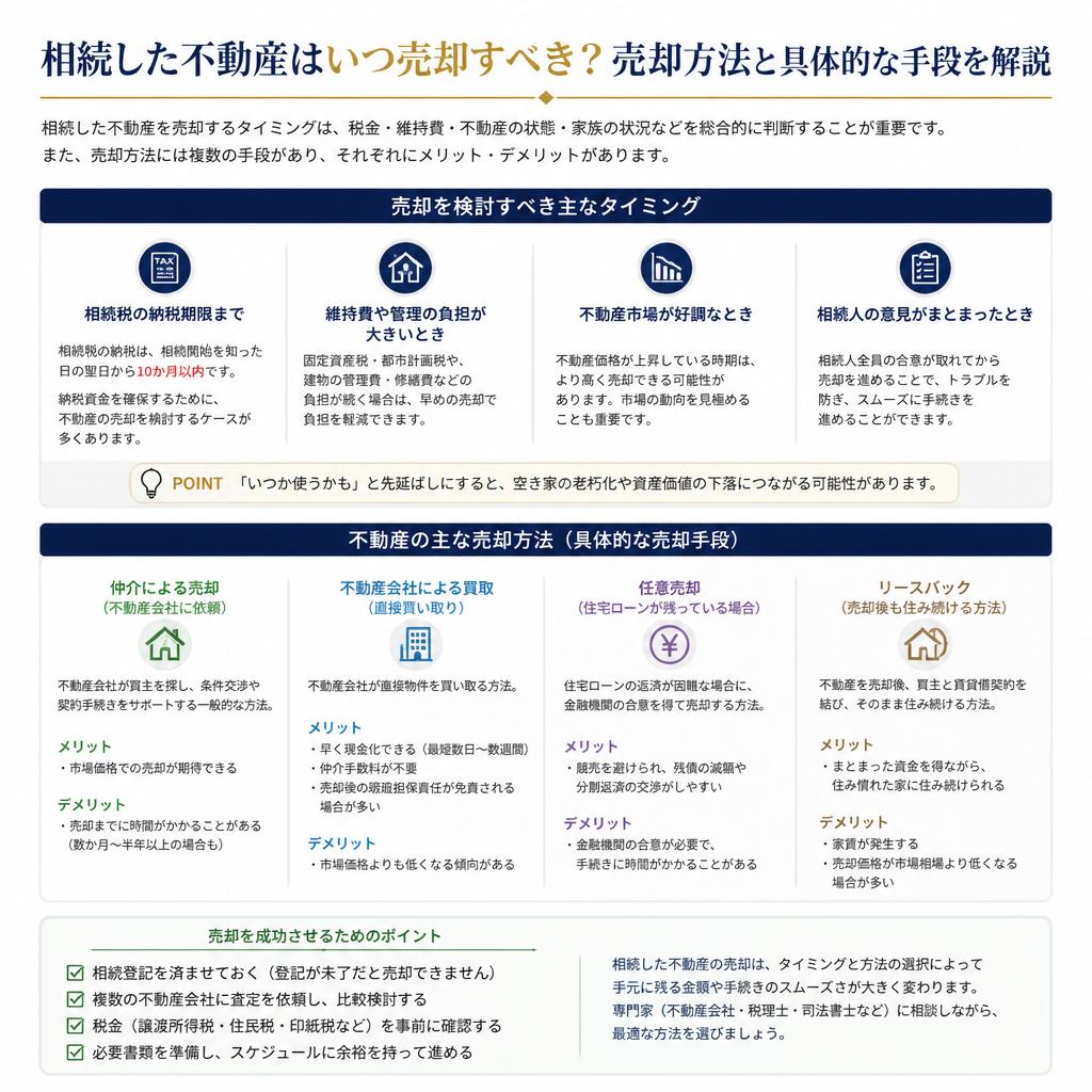不動産売却のタイミングと方法