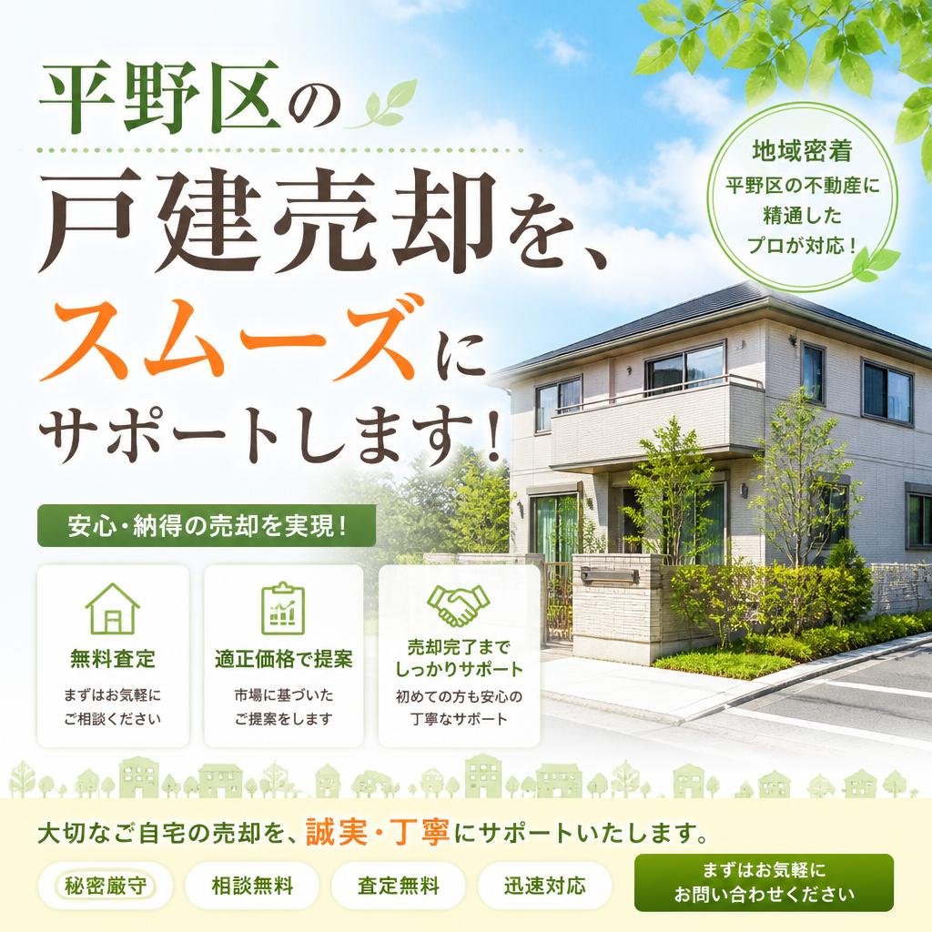 平野区の戸建売却を、スムーズにサポートします！