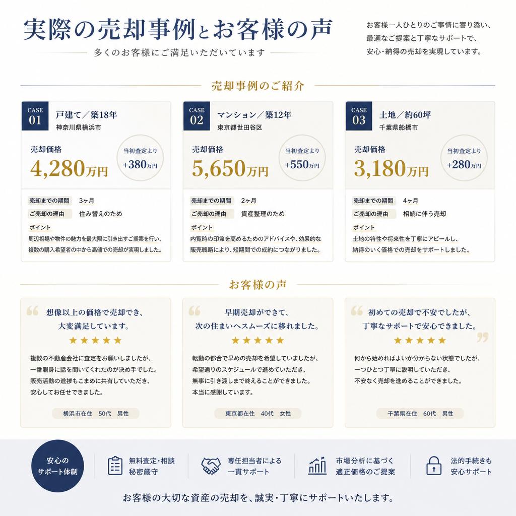 売却の実績とお客様の声