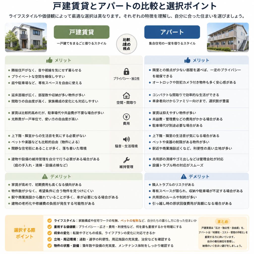 戸建賃貸とアパートの比較