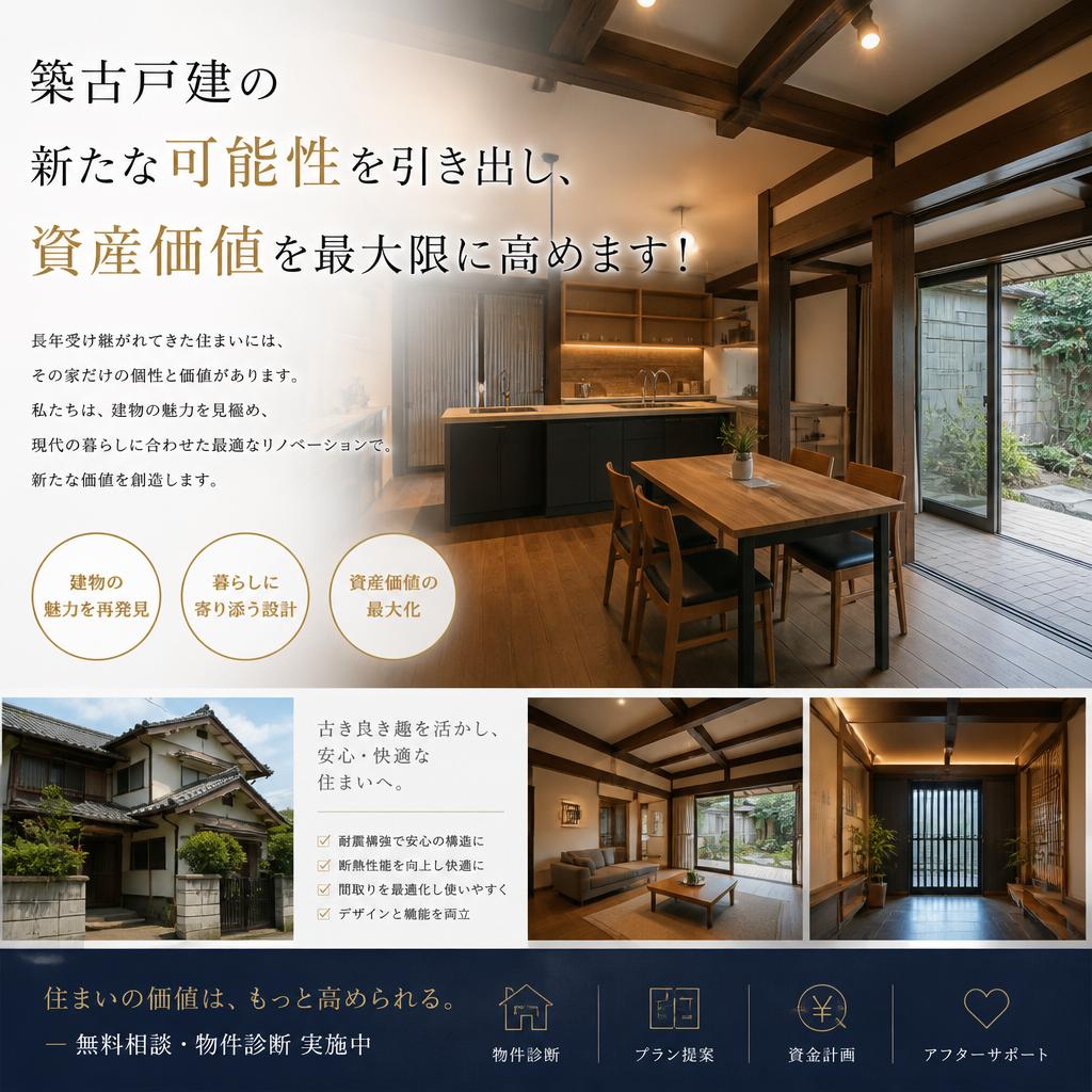 築古戸建の新たな可能性を引き出し、資産価値を最大限に高めます！