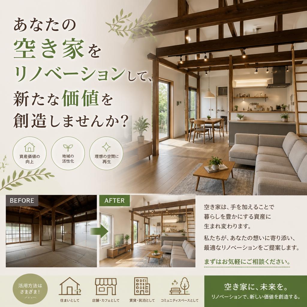 あなたの空き家をリノベーションして、新たな価値を創造しませんか？