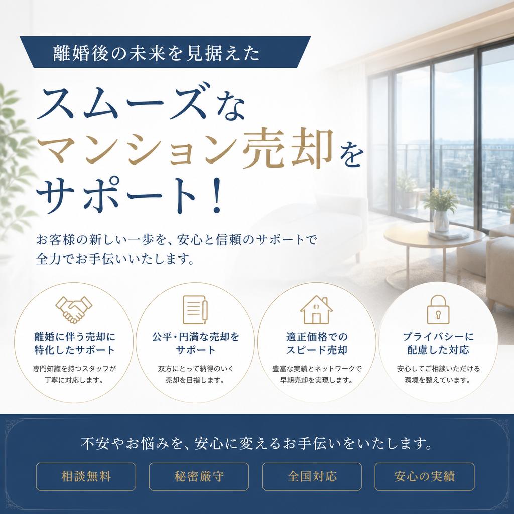 離婚後の未来を見据えたスムーズなマンション売却をサポート！