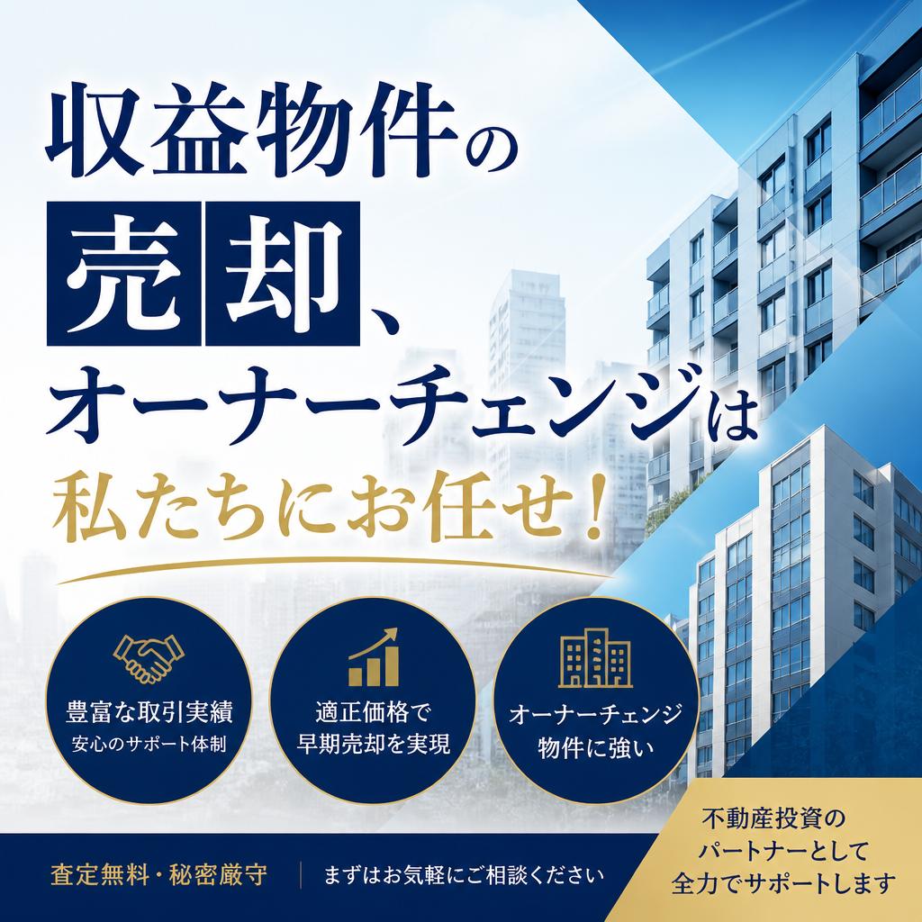 収益物件の売却、オーナーチェンジは私たちにお任せ！
