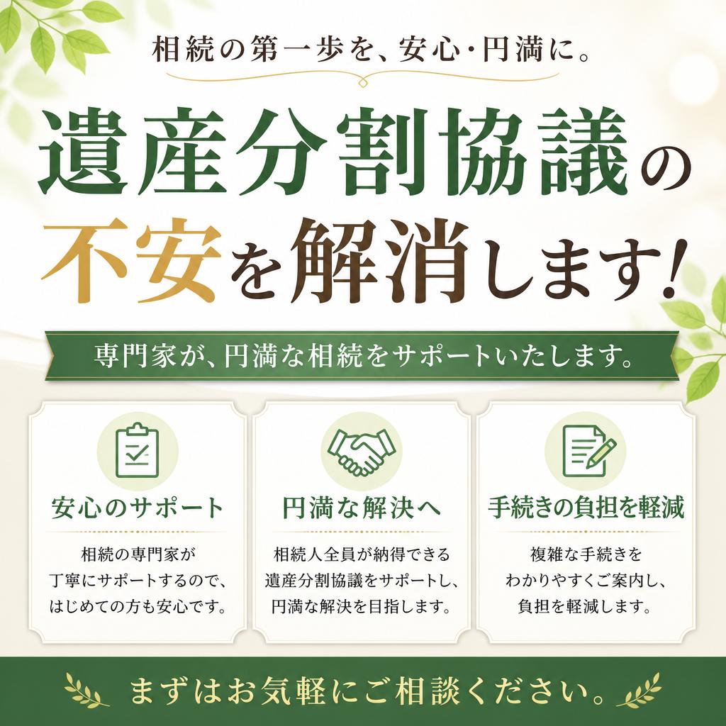 遺産分割協議の不安を解消します！