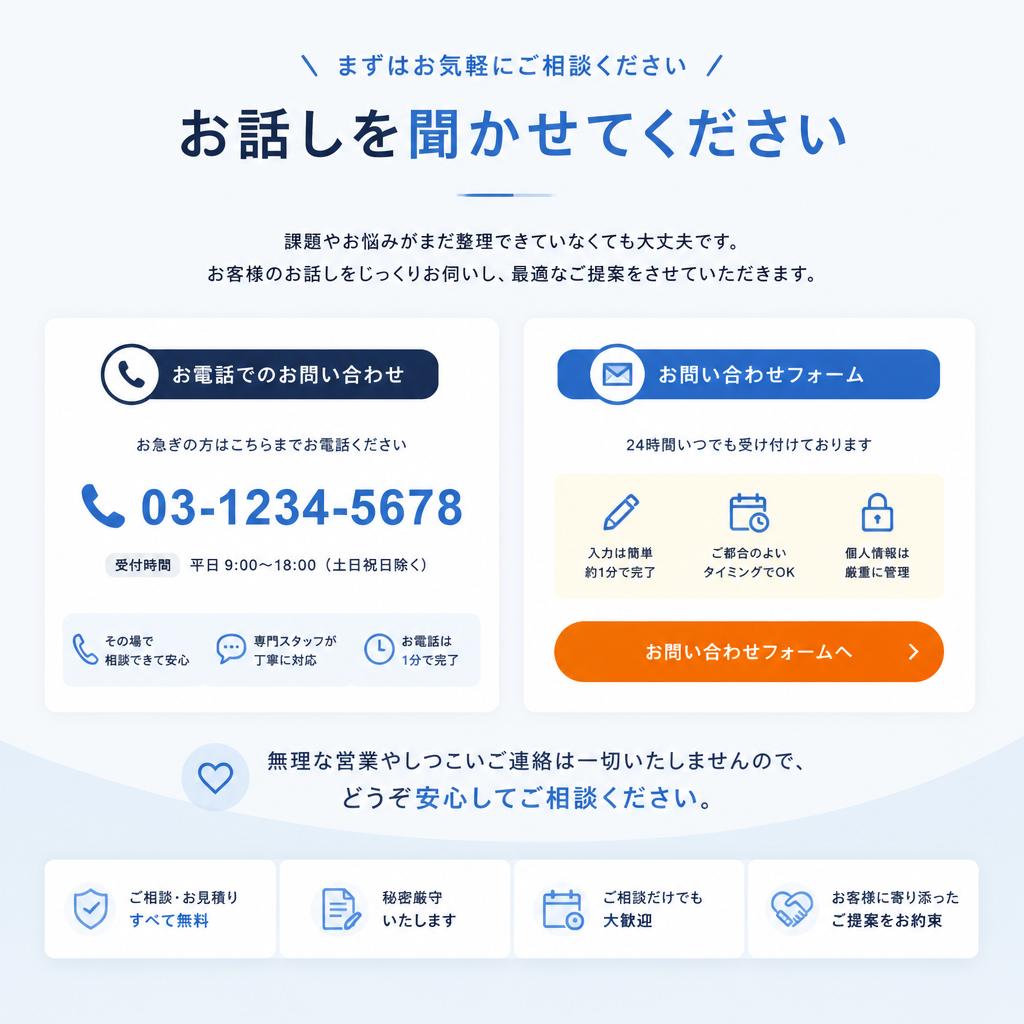 今すぐお問い合わせを！
