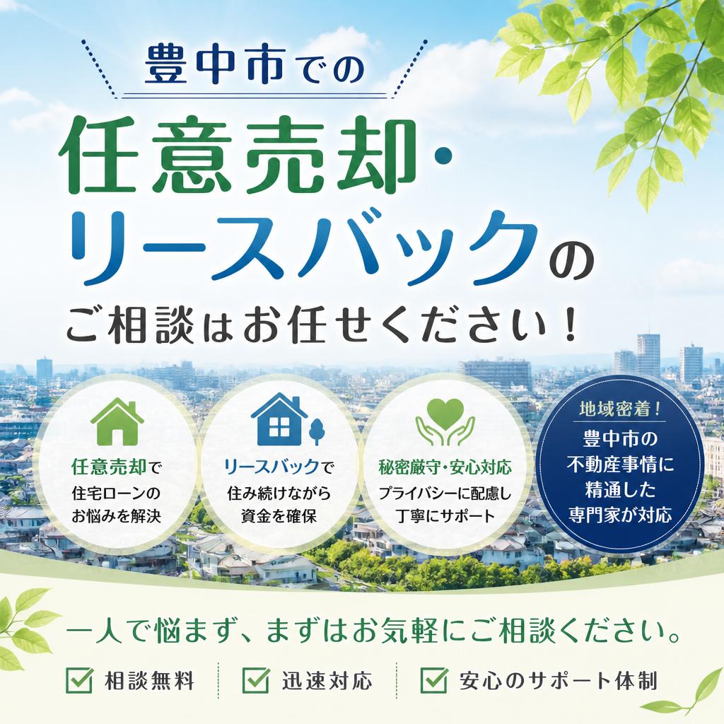 豊中市での任意売却・リースバックのご相談はお任せください！