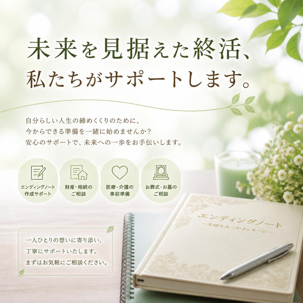 未来を見据えた終活、私たちがサポートします。