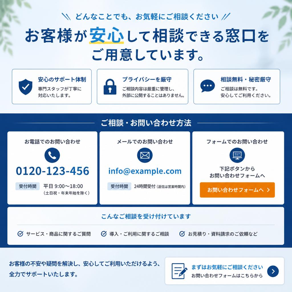今すぐお問い合わせを！