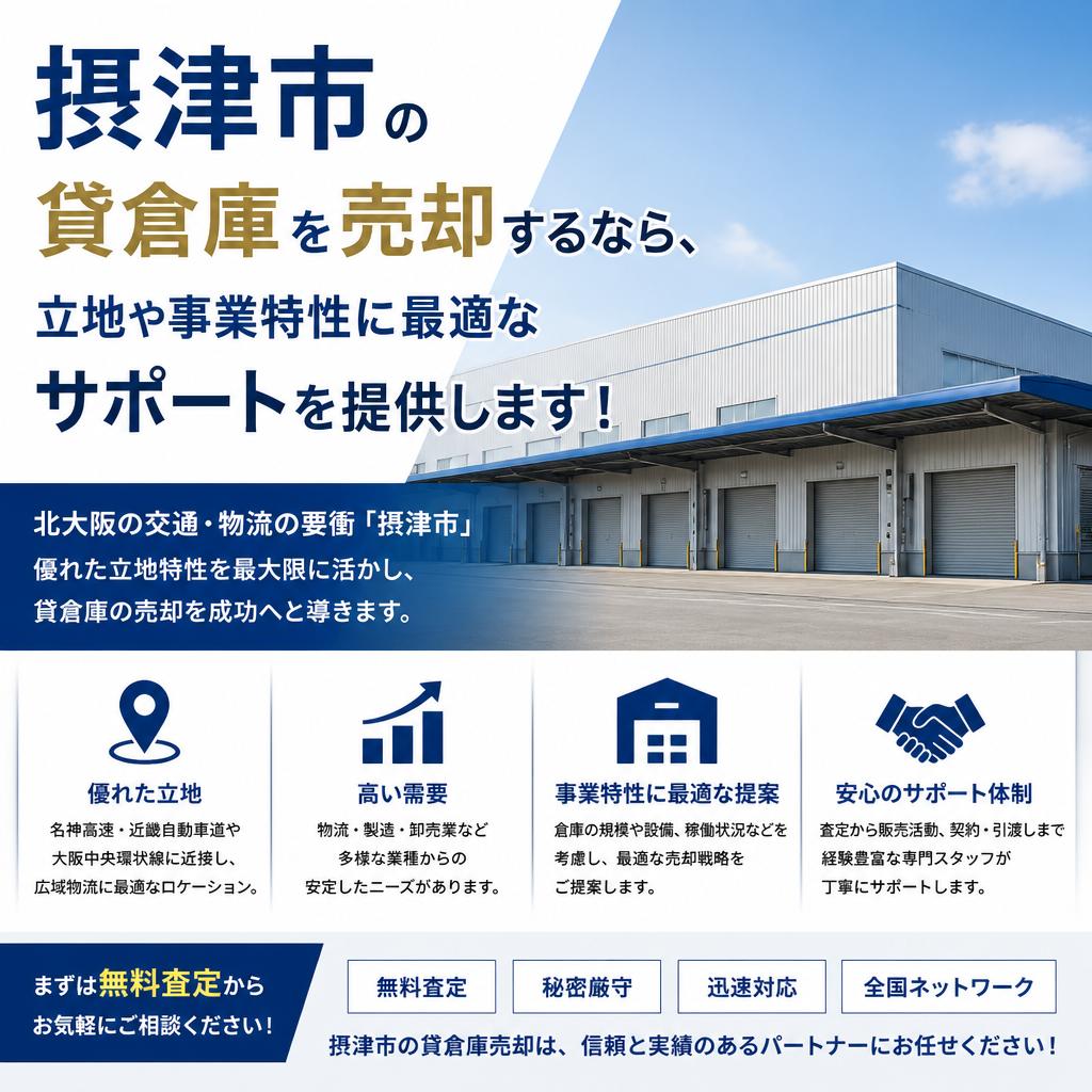 「摂津市」の貸倉庫を売却するなら、立地や事業特性に最適なサポートを提供します！